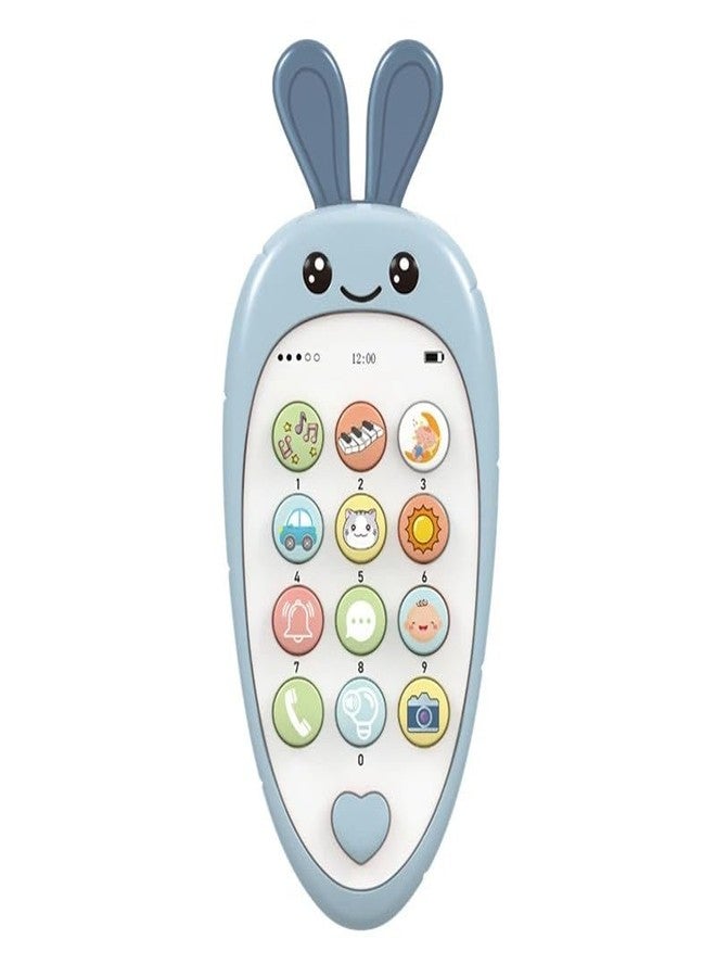 SHANAYA Carrot Style Cute Pretend Play Mobile Cell Phone Toy for Kids, Toddlers, with Music, Ringtones, Lights - Birthday Party Favors and Gift for Girls (Blue) - Image 1